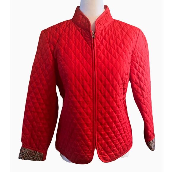 Briggs New York Red Quilted Jacket with Print Lining Petite Size Small - Picture 1 of 8